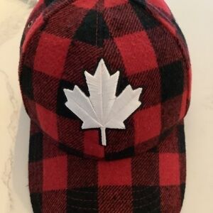 Canada hat, black and red check, unisex adjustable cap